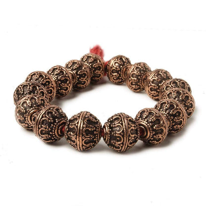 12mm Copper Moroccan Miligrain Design Round 8 inch 16 pcs