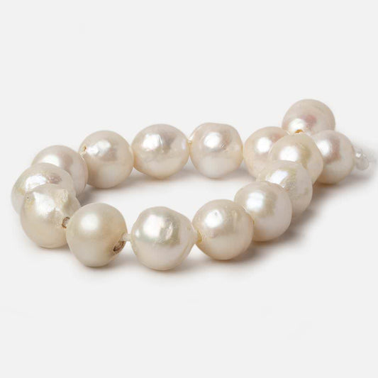 12mm Cream White Baroque Large Hole pearls 8 inch 15 pieces