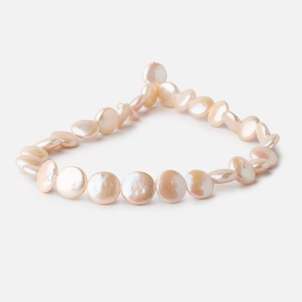 12mm Creamy Peach Coin Freshwater Pearl 15 inch 30 pieces
