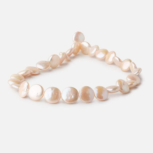 12mm Creamy Peach Coin Freshwater Pearl 15 inch 30 pieces