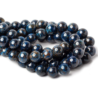 12mm Dark Chrysocolla Plain Rounds 16 inch 34 beads AA