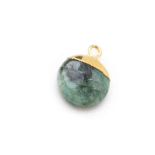 12mm Gold Leafed Emerald Plain Coin Focal Pendant 1 piece