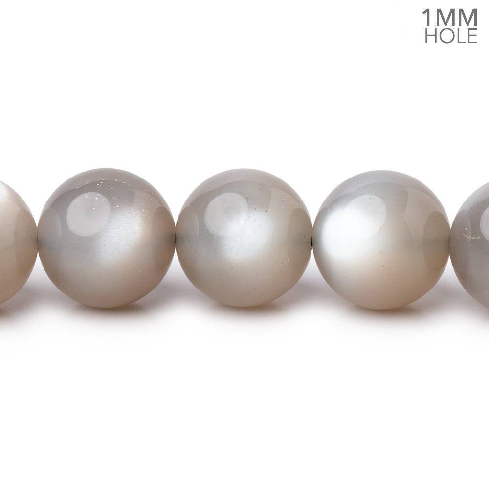 12mm Greige Moonstone Plain Round Beads 15.5 inch 34 pieces AAA 1mm Hole