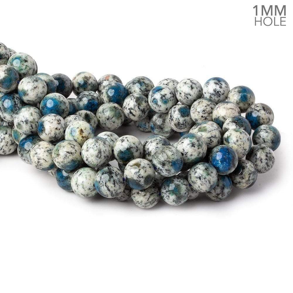 12mm K2 Azurite Granite "K2 Jasper" plain rounds 15 inch 33 beads 1mm hole