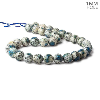 12mm K2 Azurite Granite "K2 Jasper" plain rounds 15 inch 33 beads 1mm hole