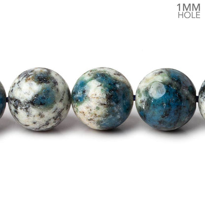12mm K2 Azurite Granite "K2 Jasper" plain rounds 15 inch 33 beads 1mm hole