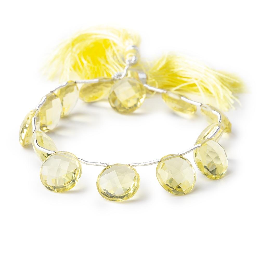12mm Lemon Quartz Top Drill Faceted Coin Beads 8 inch 13 pieces