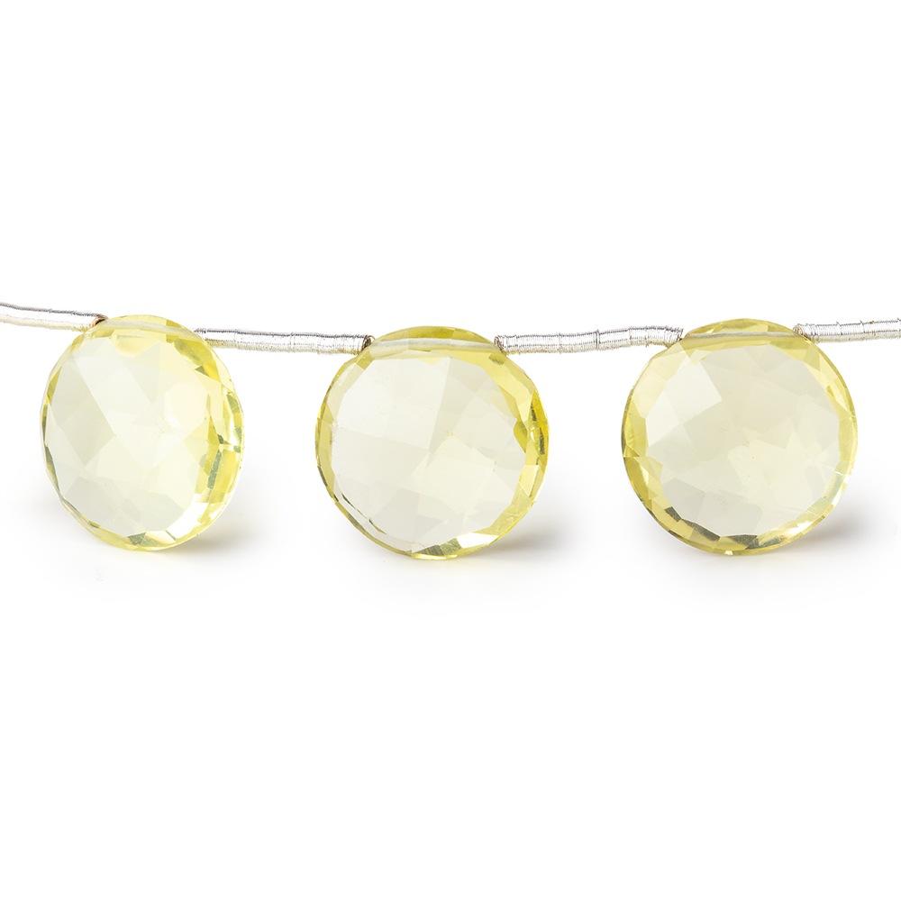 12mm Lemon Quartz Top Drill Faceted Coin Beads 8 inch 13 pieces