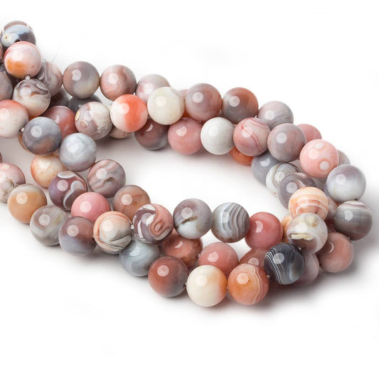 12mm Multi Color Banded Agate plain round beads 15.5 inch 33 pieces AA