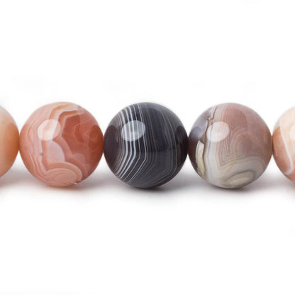 12mm Multi Color Banded Agate plain round beads 15.5 inch 33 pieces AA