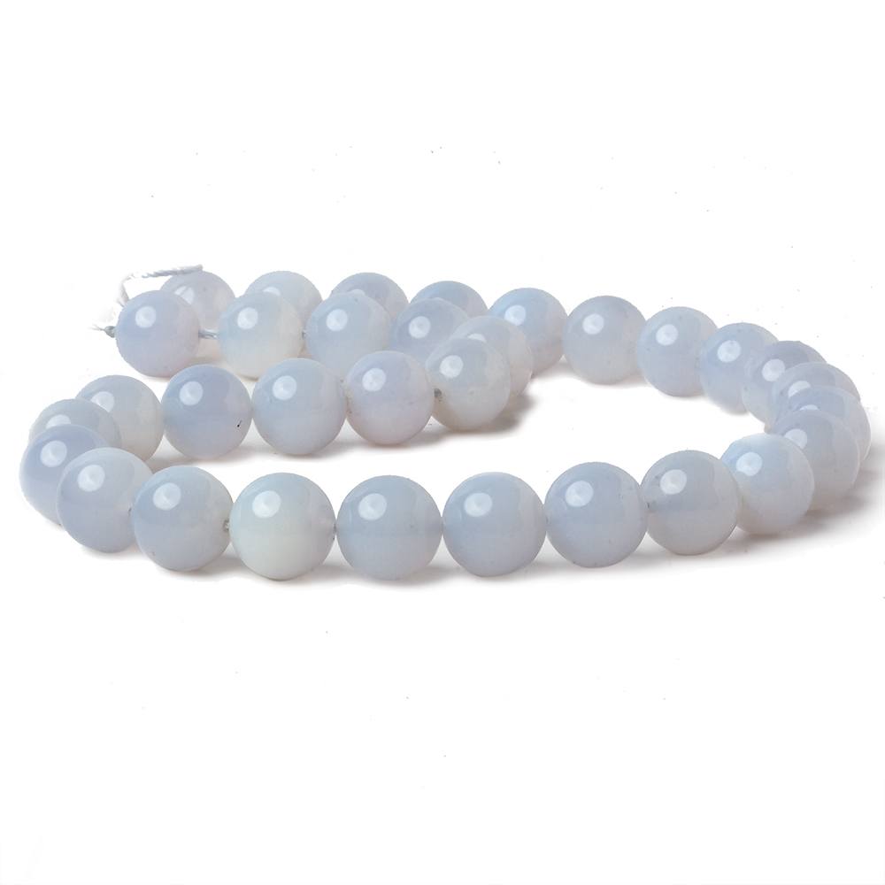 12mm Natural Periwinkle Blue Chalcedony plain rounds 16 inch 34 beads AAA