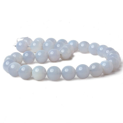 12mm Natural Periwinkle Blue Chalcedony plain rounds 16 inch 34 beads AAA