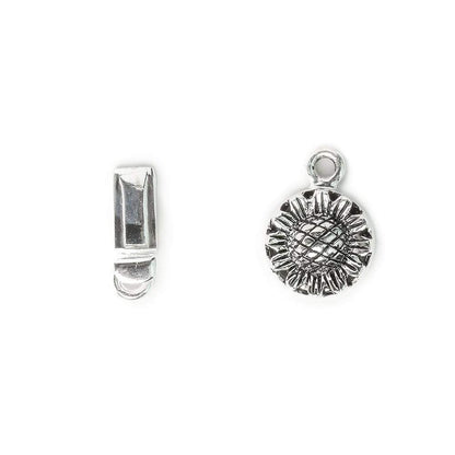 12mm Antique Sterling Silver Box Clasp Sunflower Design 1 piece