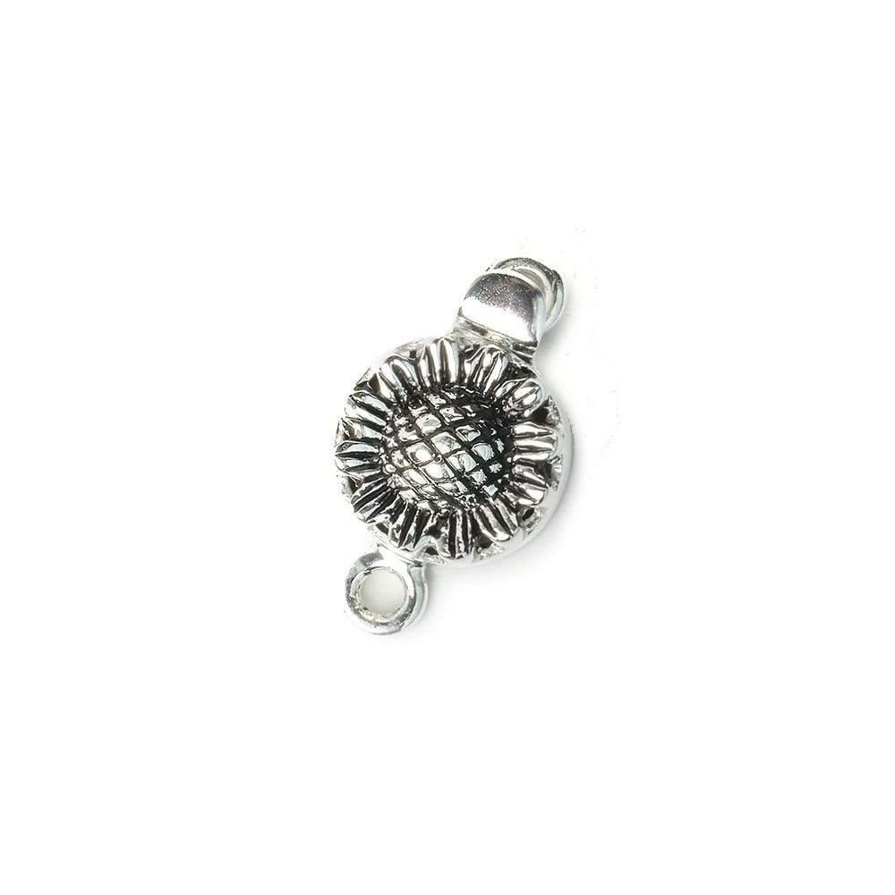 12mm Antique Sterling Silver Box Clasp Sunflower Design 1 piece