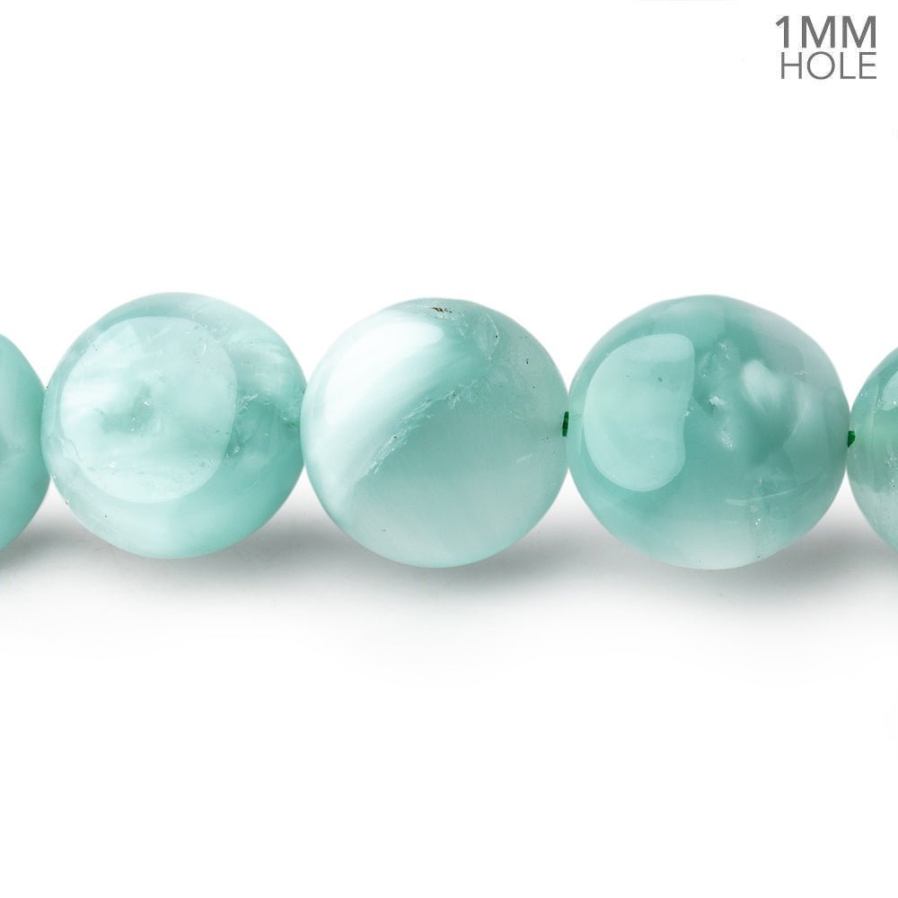 12mm Russian Green Angelite Plain Coin Beads 16 inch 34 pieces AA