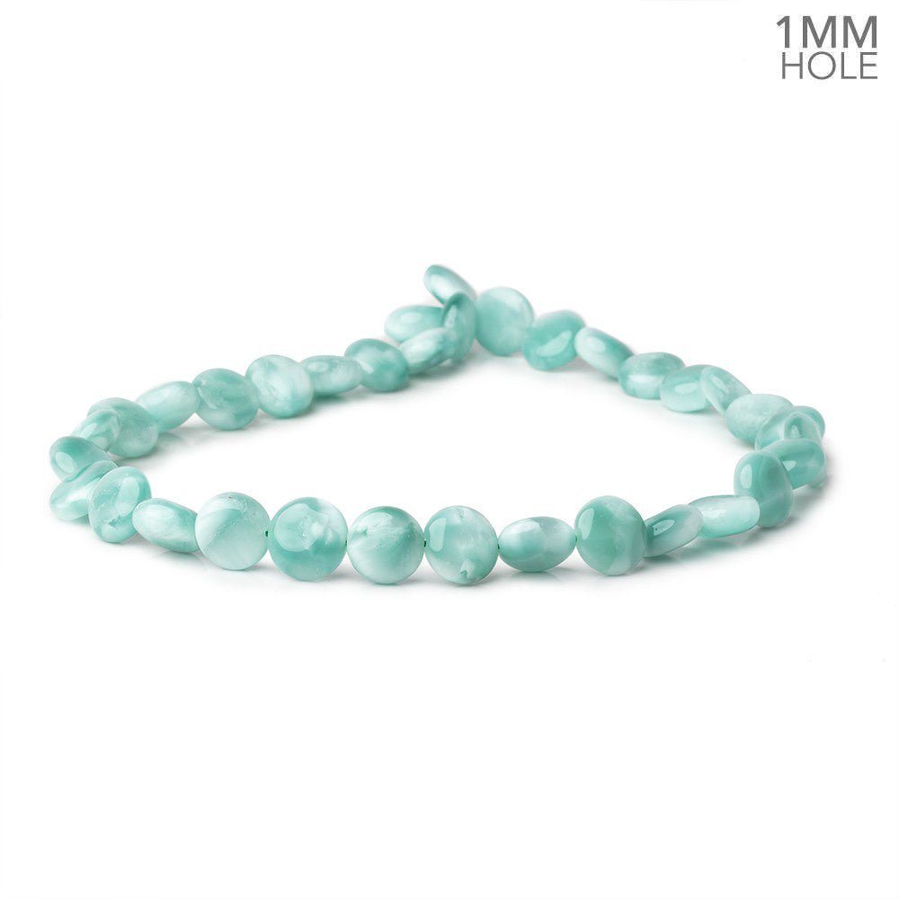 12mm Russian Green Angelite Plain Coin Beads 16 inch 34 pieces AA