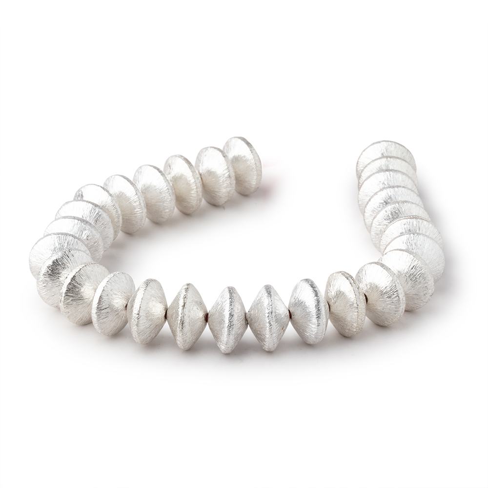 12mm Sterling Silver Plated Copper Brushed Disc 8 inch 27 Beads