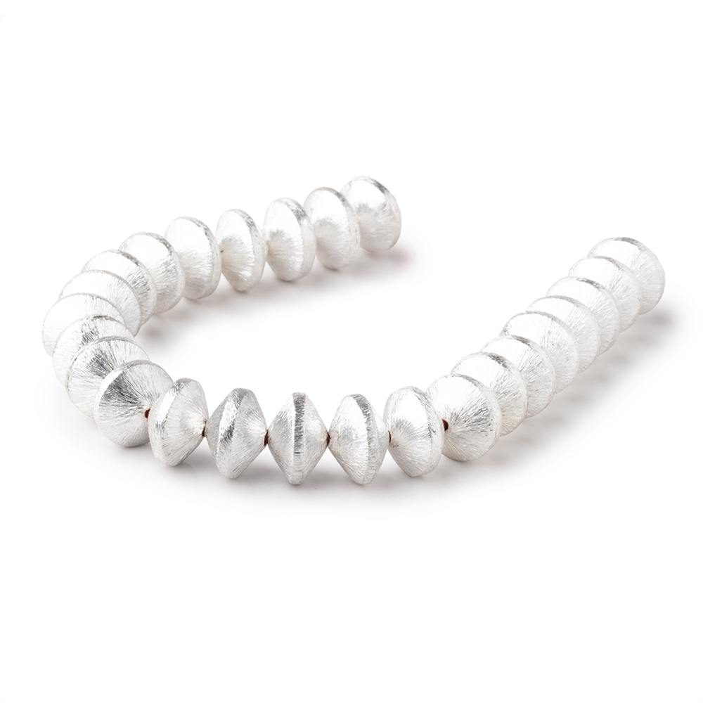 12mm Sterling Silver Plated Copper Brushed Disc Beads 8 inch 23 pieces