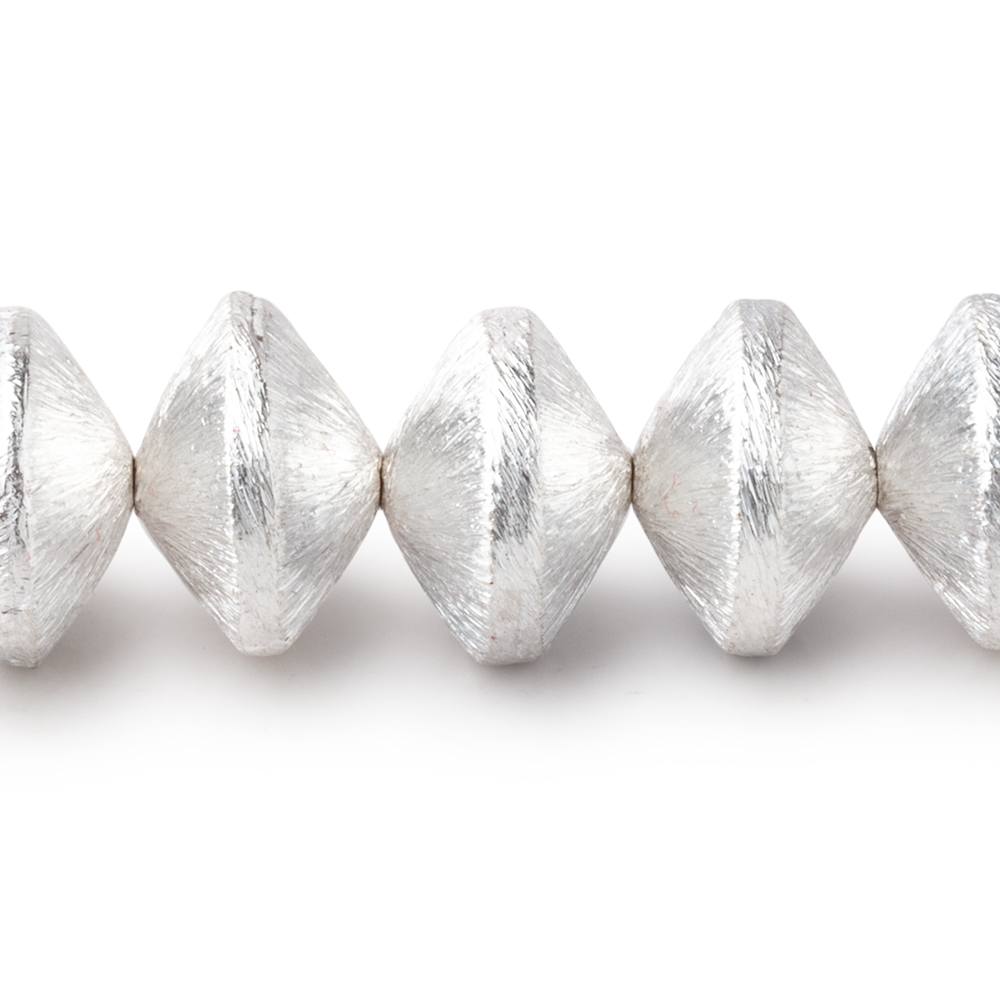 12mm Sterling Silver Plated Copper Brushed Disc Beads 8 inch 23 pieces