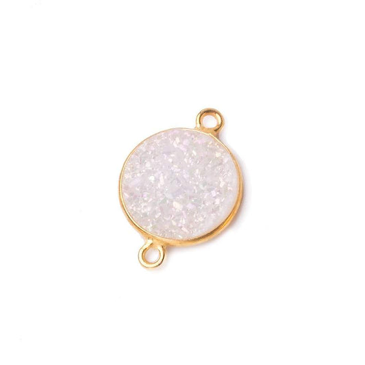 13mm Vermeil Bezel Mystic Pearl Drusy Coin 2 ring Connector 1 piece