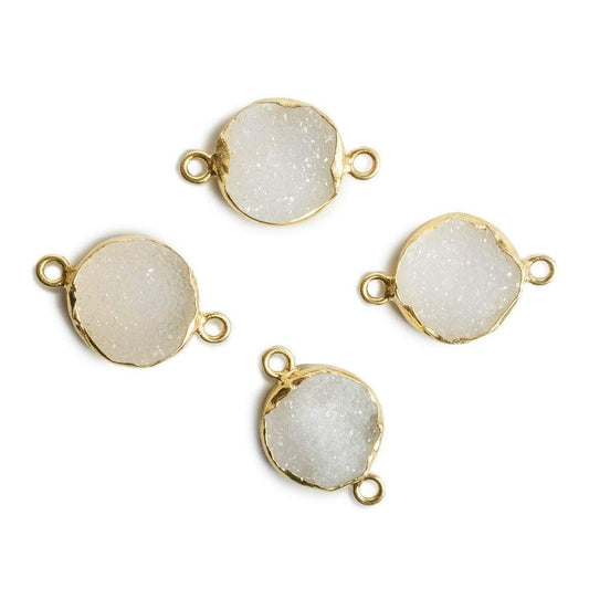 12mm Vermeil Bezel White Drusy Coin 2 ring Charm Connector 1 piece