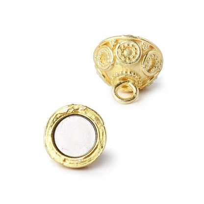 12mm Vermeil Magnetic Clasp with Granulated Bali Design 1 piece