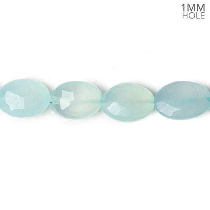 12x10-14x10mm Aqua Blue Chalcedony Faceted Oval 1mm hole 8 inch 15 beads