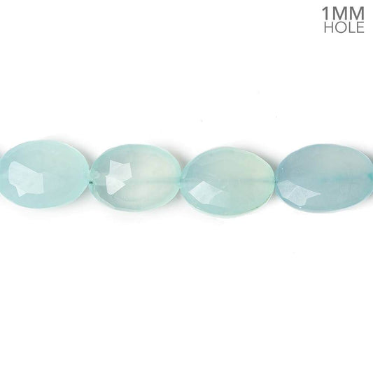 12x10-14x10mm Aqua Blue Chalcedony Faceted Oval 1mm hole 8 inch 15 beads