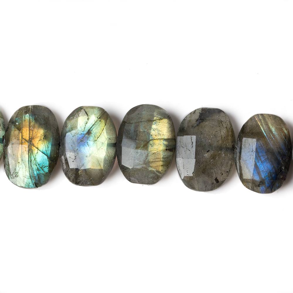 12x10-14x10mm Labradorite side drilled Faceted Cushion beads 6 inch 14 pcs