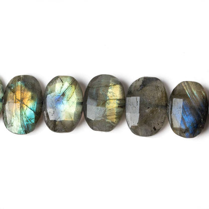 12x10-14x10mm Labradorite side drilled Faceted Cushion beads 6 inch 14 pcs