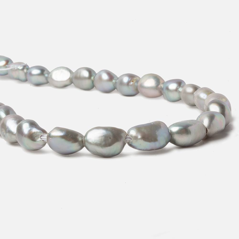 12x10-14x10mm Verde Silver Large Hole Straight Drilled Baroque Freshwater Pearls 15 in 29 pcs