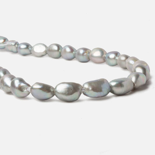 12x10-14x10mm Verde Silver Large Hole Straight Drilled Baroque Freshwater Pearls 15 in 29 pcs