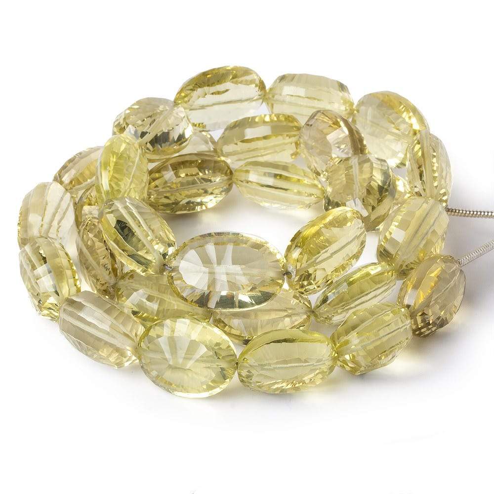 12x10-14x11mm Lemon Quartz Concave Faceted Oval beads 15 inch 30 pieces AAA