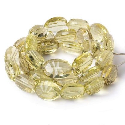 12x10-14x11mm Lemon Quartz Concave Faceted Oval beads 15 inch 30 pieces AAA