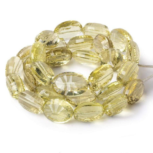 12x10-14x11mm Lemon Quartz Concave Faceted Oval beads 15 inch 30 pieces AAA