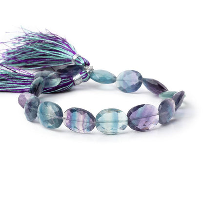 12x10-14x11mm Multi Color Fluorite Faceted Oval Beads 8 inch 14 pieces