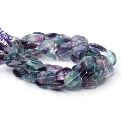 12x10-14x11mm Multi Color Fluorite Faceted Oval Beads 8 inch 14 pieces