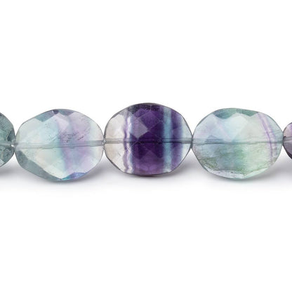 12x10-14x11mm Multi Color Fluorite Faceted Oval Beads 8 inch 14 pieces