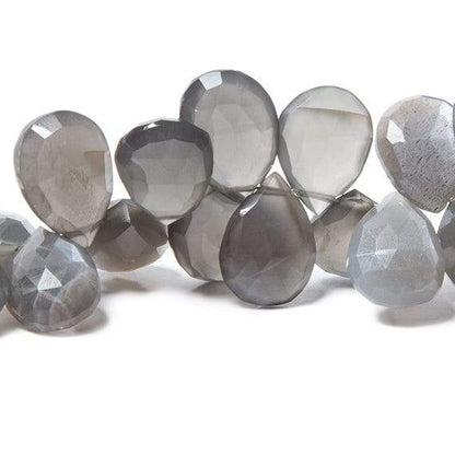 12x10-15x10mm Platinum Grey Moonstone faceted pear 8 inch 48 Beads