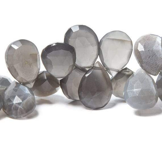 12x10-15x10mm Platinum Grey Moonstone faceted pear 8 inch 48 Beads