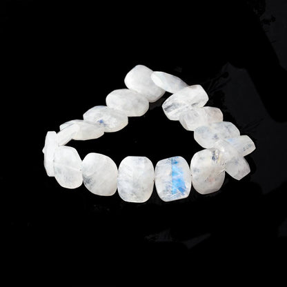 12x10-15x11mm Rainbow Moonstone Faceted Cushion Beads 7.5 inch 16 pieces