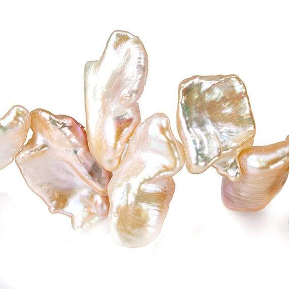 12x10-16x13mm Iridescent Peach Keshi Top Drilled Freshwater Pearls 15 inch 42 pieces AAA
