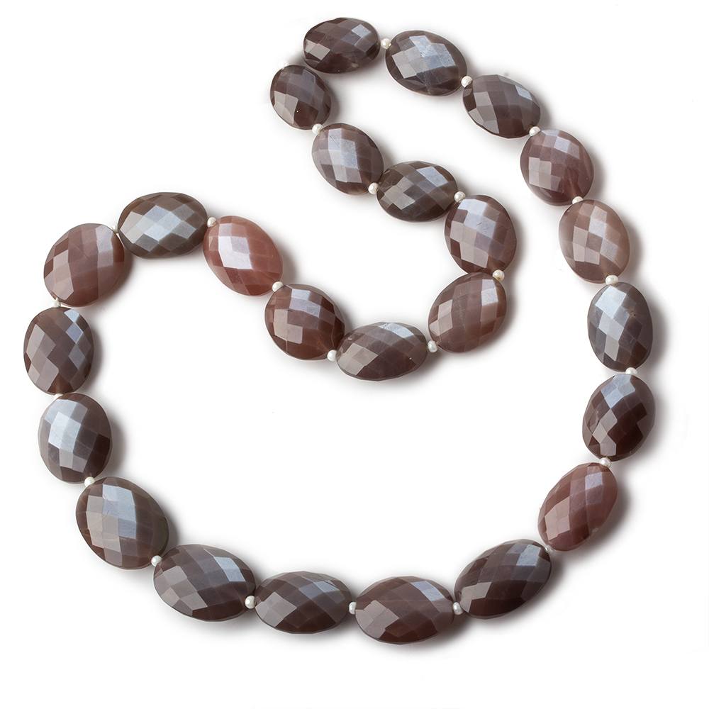 12x10-17x13mm Chocolate Brown Moonstone faceted ovals 16 inch 25 beads AA grade