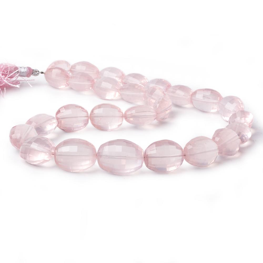 12x10-22x14mm Rose Quartz Checkerboard faceted ovals 16 inch 27 beads AAA