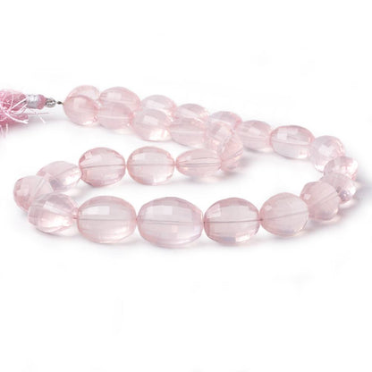 12x10-22x14mm Rose Quartz Checkerboard faceted ovals 16 inch 27 beads AAA