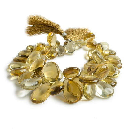 12x10-21x15mm Honey Quartz Plain Pear 8 inch 50 Beads