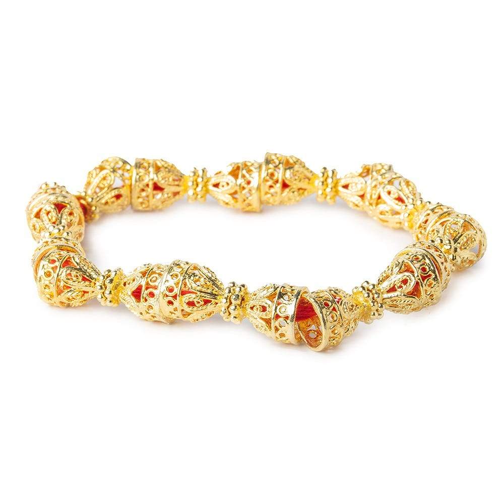 12x10mm 22kt Gold plated Copper Filigree Bead Caps 8 inch 18 pieces