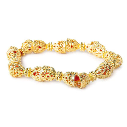 12x10mm 22kt Gold plated Copper Filigree Bead Caps 8 inch 18 pieces