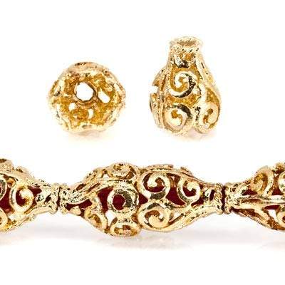 12x10mm 22kt Gold Plated Copper Scroll With Scalloped Edge Bead Cap *DISCONTINUED*