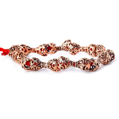 12x10mm Antiqued Copper Bead Cap Thick Filigree Design 8 inch 18 pcs
